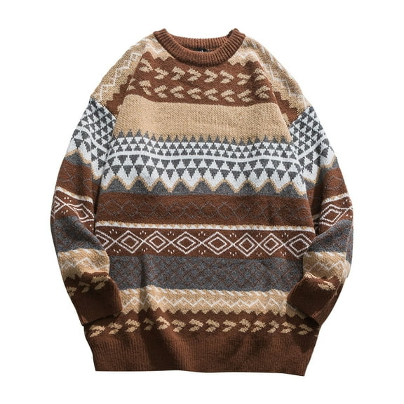 Hueook Sweaters for Men , Fall Winter Mens Pullover Sweater with Pocket ong Sleeve Crewneck Colorblock Knitted Loose Fit Pullover Sweatshirts Casual Autumn Winter Sweater Tops on Clearance