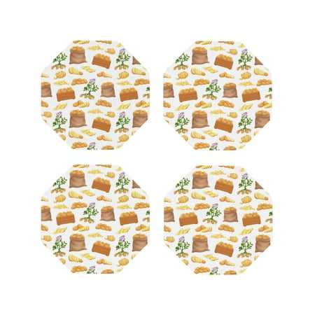 

Coasters Set of 4 - Potato Countryside Drink Coasters for Tabletop Protection Leather Coasters for Living Room Decor and Housewarming Gift Octagon
