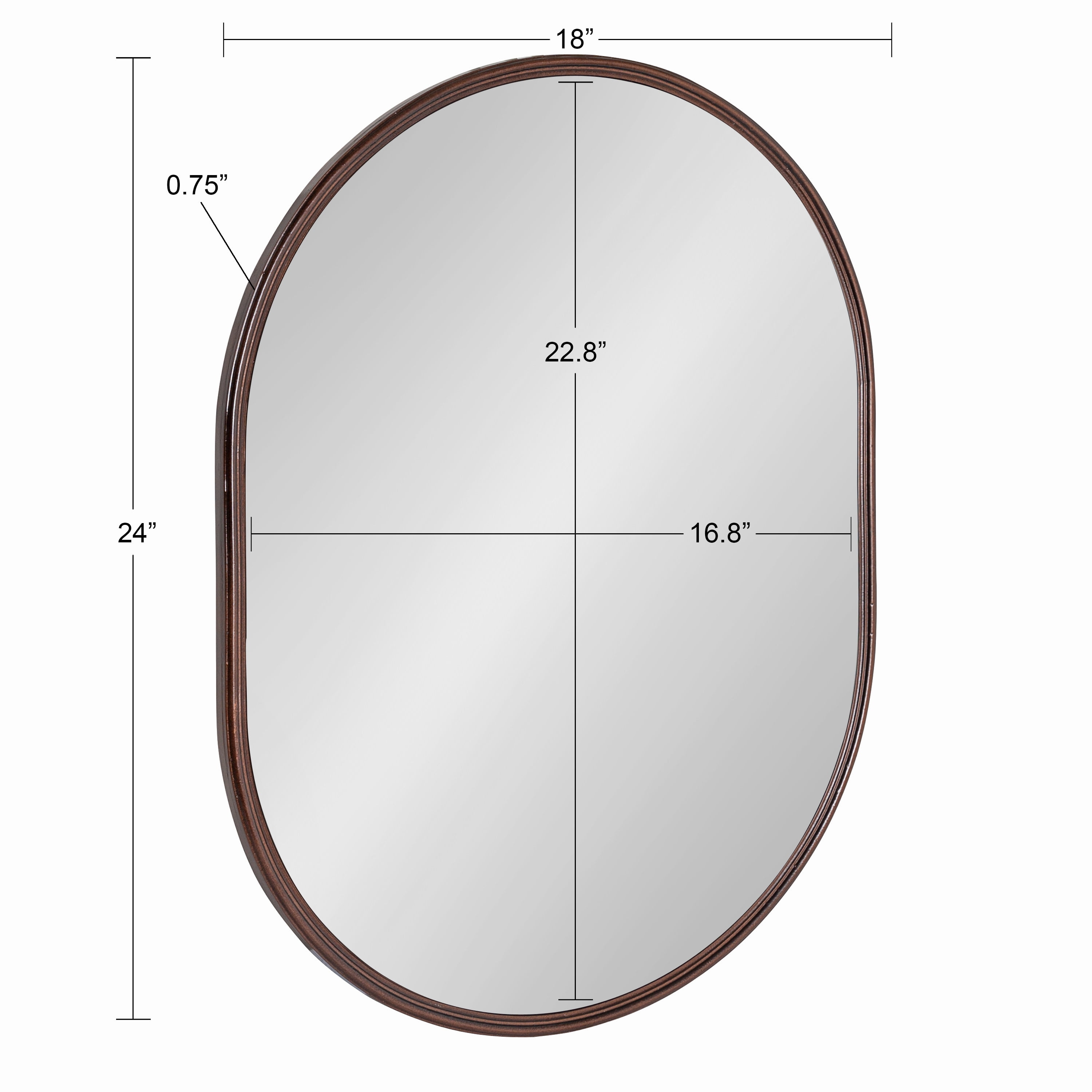 Kate and Laurel Caskill Mid-Century Capsule Wall Mirror, 18 x 24, Bronze, Modern Decorative Mirror for Wall
