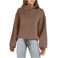 thumbnail image 2 of Long Sleeve Tops for Women Plus Size Trendy Pullover Sweatshirts Cowl Neck Cute Fall Winter Casual Loose Fitting Tops,Coffee,2XL, 2 of 3