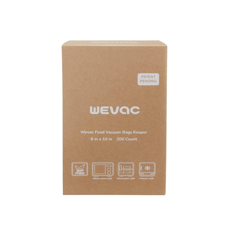 Wevac 6” x 10” 200 Count Food Vacuum Sealer Bags Keeper, PreCut