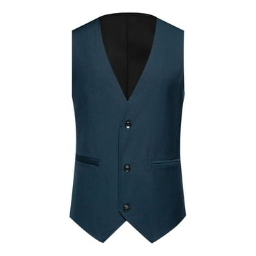 Fauean Mens Vest Fashion V Neck Button Down Suit Vest Versatile Daily Wear Work Clothes Navy Size S