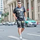 thumbnail image 2 of Camiseta lisa de hombre de talla 5xl, chándal elástico, novedad en trajes deportivos, conjuntos de pantalones cortos gráficos, Kpop, poliéster, holgado, talla XL, 2 of 5