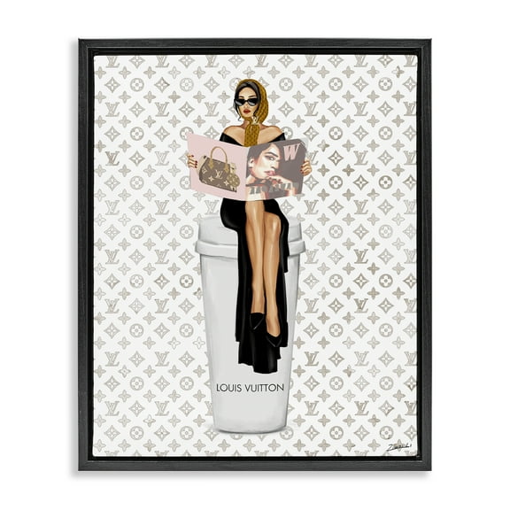 Stupell Industries High Fashion Woman Beauty & Fashion Painting Black Floater Framed Art Print Wall Art, 17 x 21