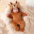 thumbnail image 2 of Otqutp Baby Deer Full Zip Hooded Bodysuit Soft Plush Animal Jumpsuit Newborn Long Sleeve Warm Romper Casual Infant Outfit for Halloween, 2 of 8
