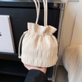 thumbnail image 3 of Bolso Tipo Cubo Alta Gama Con Cordón Plisado Y Nicho Bolso Mujer Con Temperamento Un Hombro 911 (blanco) Blanco, 3 of 9