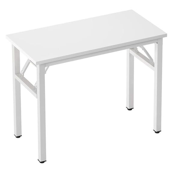 Modern Foldable Computer Desk 31.5 inches, Small No Assembly Sturdy Laptop Workstation for Home Office, Portable Folding Study Table Writing Gaming Desk for Small Spaces, White