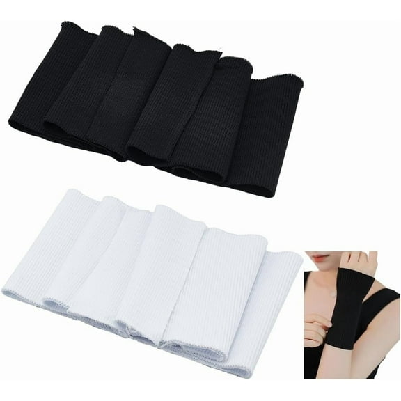 2 Colors Elastic Fiber Ribbing Fabric 37.4x5.1 Inch Black White Rib Knit Fabric for Cuffs and Waistband Stretch Neckline Collar Trim Material for Jacket Sewing Waistband Cuffs Welt Edge Colorful DIY