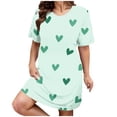 thumbnail image 1 of Kelon Chemises de Nuit et Robes de Nuit pour Femmes Grande Taille Robe de Nuit Décontractée pour Femmes Grande Taille Imprimé Cœur Manches Courtes Col Rond Extensible Moyen Ample Robe de Nuit Saint-Valentin, 1 of 3