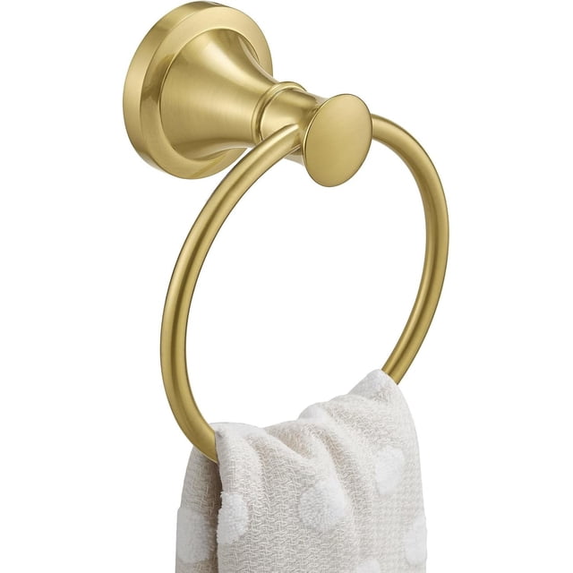 Woeilo Brushed Gold Bathroom Towel Ring Towel Rack, Rust-Proof Wall-Mounted Bathroom Hardware Accessories SUS 304 Stainless Steel Towel Rack Brushed Gold