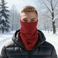 thumbnail image 4 of Unique Bargains 1 Pc Multi-function Neck Warmers Cold-proof Face Mask for Cycling Wine Red, 4 of 6