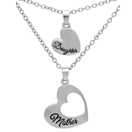 Art Attack Silvertone Mother Daughter Mom Love Heart Cutout BFF Best Friends Pendant Necklace Gift (Best Mother Daughter Gifts)