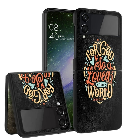 ANJ  Hard Protective Printed Case Cover Compatible with Samsung Galaxy Z Flip 4 - John 3:16