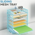 thumbnail image 5 of 2 Pack 8 Tier Paper Organizer with Handle, Metal Mesh Desk File Organizer, Large Capacity Desk Organizers Paper Letter Tray Desktop Document Sorter for Office, Home or School - Blue, 5 of 13