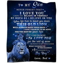 to My Son Blanket from Dad, Lion Blanket to My Son, Son Gifts from Dad, Son Gift Ideas for Birthday Christmas Graduation, Gifts for Son Flannel Throw Blanket 60"x50"