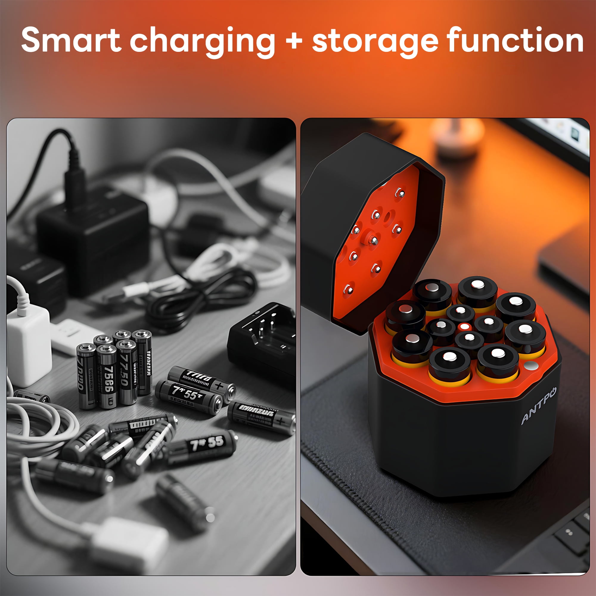 Pecham 12 Pack Rechargeable AA & AAA Batteries with Fast Charger, 3000mWh 8 AA & 1300mWh 4 AAA Batteries, 1.5V Rechargeable Li-ion Batteries with 2000+ Cycle Times for Camera, RC Toys