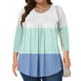 thumbnail image 2 of Dagugfen Oversize Shirts for Women 3/4 Length Sleeve Pleated Chest Loose Color Block Comfy Homwear Casual Blouses, 2 of 6