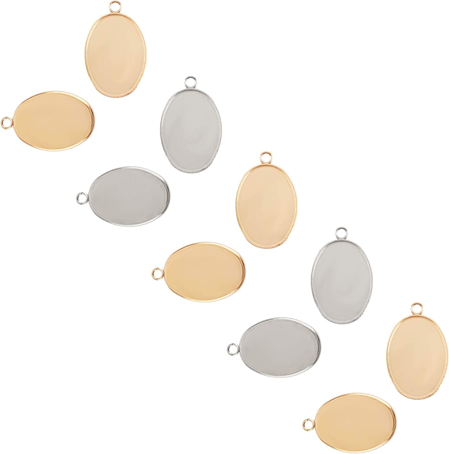 UNICRAFTALE 18 Sets Cabochon Pendant Making Kit - 16mm Stainless Steel Trays & Glass Cabochons, 3 Colors, DIY Jewelry - View #5