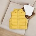 thumbnail image 4 of vokkrv Kids Solid Color Zip Up Sleeveless Jacket, Wind Resistant Warm Casual Outerwear, Fashion Daily Coat for Boys Girls Winter Outdoor Activities Yellow 3-4 Years, 4 of 7