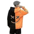 thumbnail image 1 of Chandail à Capuche Imprimé Visage Souriant Manches Longues Chandail Ample, 1 of 3
