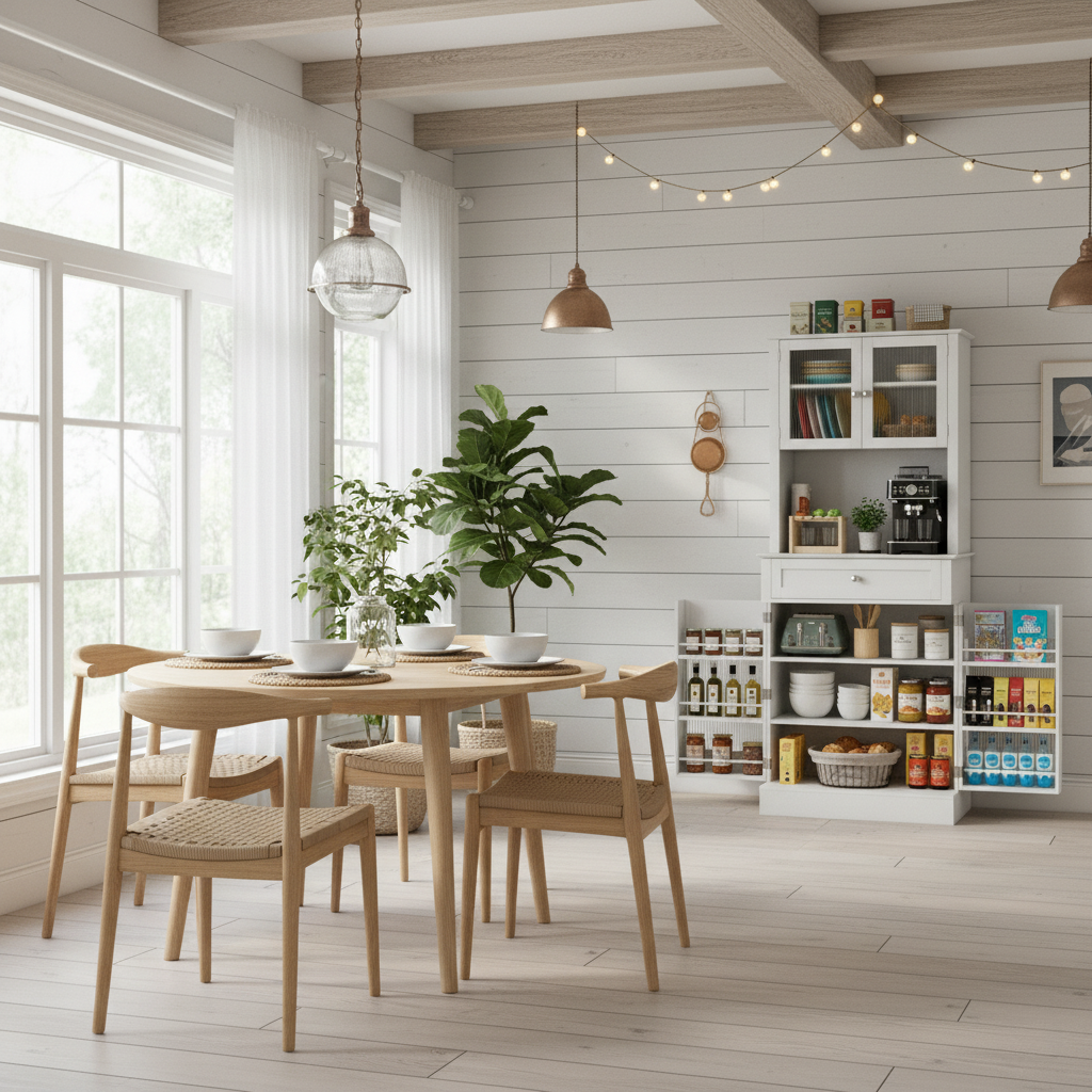 Danpinera Home 70" Tall Kitchen Pantry Cabinet with Hutch & 4 Glass Doors, Microwave Stand with Drawers, White
