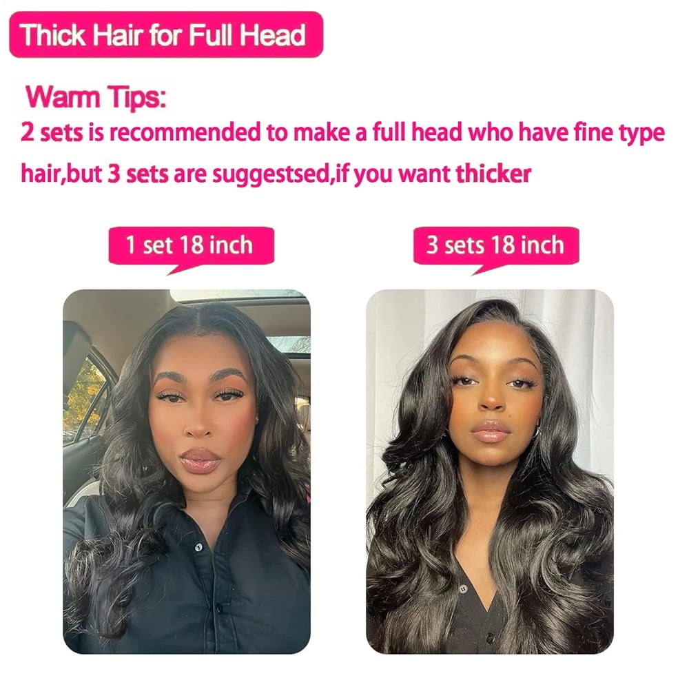 Clip in Hair Extensions Real Human Hair Remy Clip in Hair Extensions Double Weft #1B Natural Black