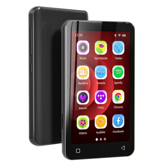 16GB MP3 Player with Bluetooth, S2 WiFi MP4 MP3 Player with Spotify, Spotify Kids, Audible, 4" Android Music Player Up to 1TB (Black)