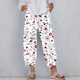 thumbnail image 4 of Pantalones de Mujer Traje Verano Cómodo de Moda Impreso Pantalones Recortados, Pantalones Elásticos Casuales, 4 of 5