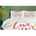 thumbnail image 4 of Ambesonne Saying Duvet Cover Sets, Love Wins Floral Wreath, 2-Queen, Red Yellow Sky Blue, 4 of 7