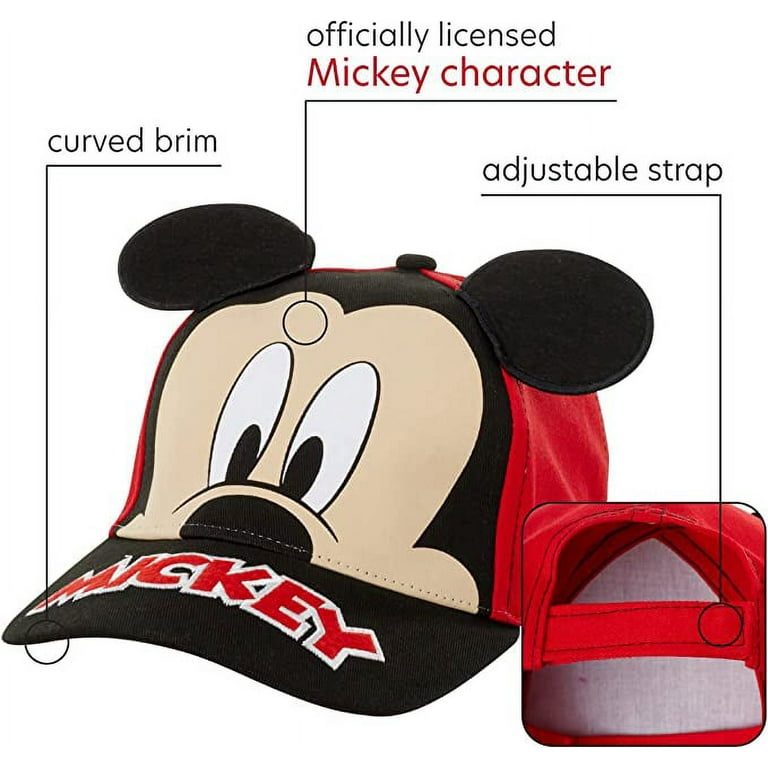 Disney Boys' Mickey Mouse Baseball Cap – 3D Ears Curved Brim Strap