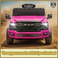 thumbnail image 4 of Track Seven 12V Ride on Car, Licensed Dodge RAM 3500 Ride On Truck with Remote Control, Rear Shock Suspension, LED Headlights, Low Battery Alarm, Bluetooth, Music, Ride on Toy for Kids Aged 3+, Pink, 4 of 9