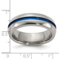 thumbnail image 3 of Edward Mirell Titanium with Blue Anodized Center Stripe Domed 7mm Band, 3 of 6
