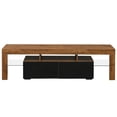 thumbnail image 2 of TV Cabinet for 55 Inch TV, SEGMART TV Stand with LED Lights, High Gloss TV Console with Drawers, Home Media Entertainment Center for Living Room, Walnut+Black, LL313, 2 of 10
