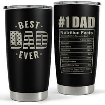 Best Dad Ever Tumbler with Lid - Dad Nutrition Facts 20oz Insulated Stainless Steel Mug - Coffee Mug for Travel Outdoor Sport Office, Gift for Father‘s Day Birthday