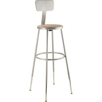 NPS 32"-39" Height Adjustable Heavy Duty Steel Stool With Backrest, Grey