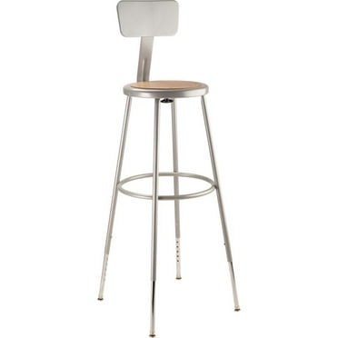NPS 32"-39" Height Adjustable Heavy Duty Steel Stool With Backrest, Grey