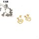 thumbnail image 5 of Pendientes de botón con forma de corazón de circonita cúbica dorado Yashi Joyería de acero inoxidable, 5 of 5
