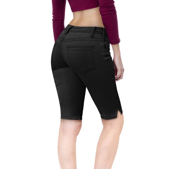 Hybrid & Company Women's 11.5 inch Inseam Stretchy Denim Bermuda City Short