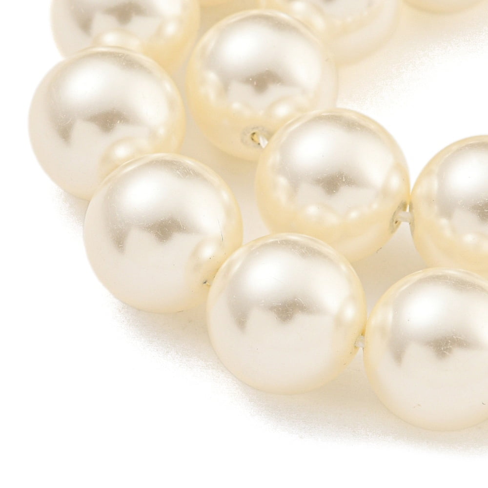 Glass Pearl Beads Strands Round Bisque 12mm Hole: 0.8mm 35pcs/strand 16.14''(41cm)