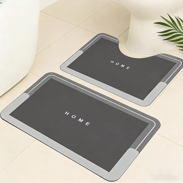Uuiauoio Toilet Bath Mat Set 2 Piece - Super Soft Absorbent Quick Dry Bathroom Rugs, Machine Washable Non Slip Floor Carpet for Tub Shower & Single Sink