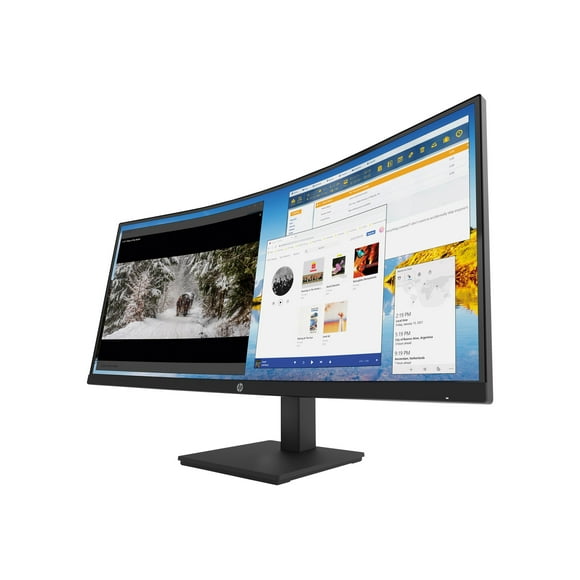 HP M34d - LED monitor - curved - 34" - 3440 x 1440 WQHD @ 100 Hz - VA - 250 cd/m������ - 3500:1 - 5 ms - HDMI, DisplayPort, USB-C - speakers - jet black