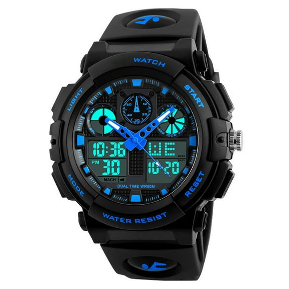 AURARMLET Digital Men's Watch with Chronograph, Dual Time, LED Backlight, Sports Wristwatch