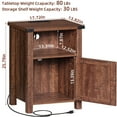 thumbnail image 2 of Nightstand for Bedroom with Charging Station, Farmhouse End Tables for Living Room with Shelf & Barn Door, Walnut, 2 of 8