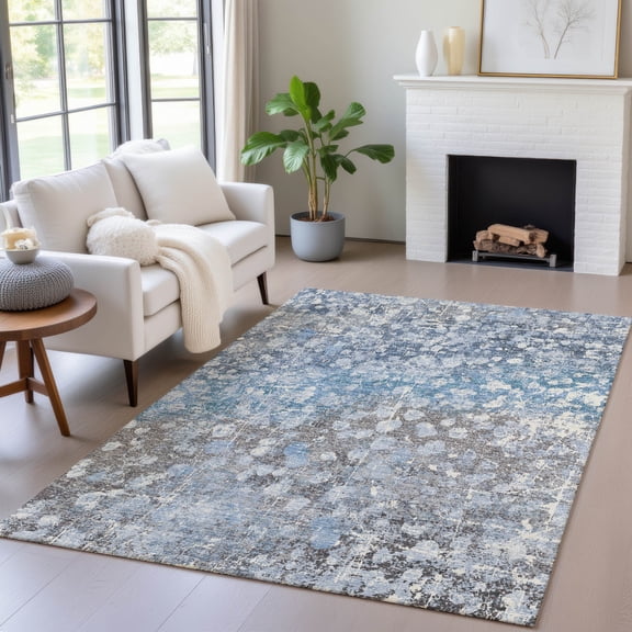 Addison Rugs Chantille Indoor/Outdoor Transitional Abstract Blue Machine Washable Rectangle Rug, 10' x 14'