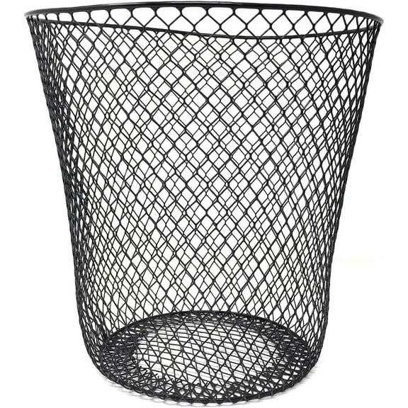 Essentials Wire Mesh Waste Basket (Black)