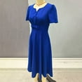 thumbnail image 6 of Efsteb Cocktail Dresses For Women Vintage 1950s Dress Short Sleeve V Neck Swing Dress Wedding Guest Party Dresses (Blue,S), 6 of 7