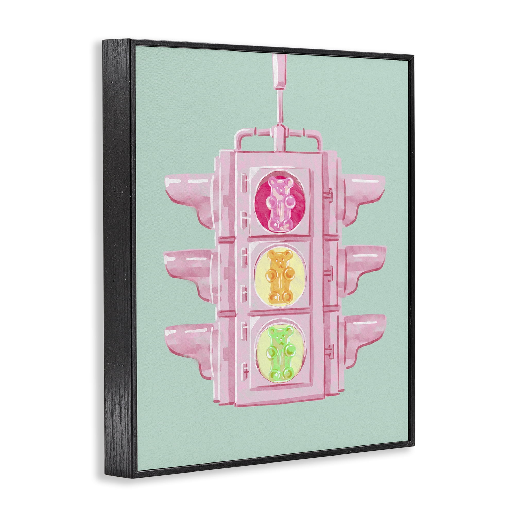 Stupell Industries Candy Bears Traffic Light Novelty Painting Black Framed Art Print Wall Art, 16 x 20