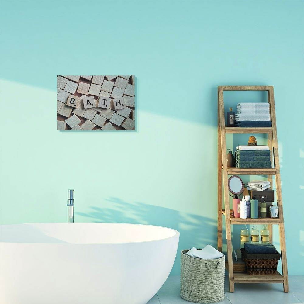 Stupell Industries Bath Scrabble Letters Bathroom Photograph Canvas Wall Art by Daphne Polselli