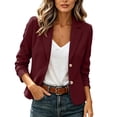 thumbnail image 2 of IUYRTFE Women Double Button Lapel Blazer Long Sleeve Slim Fit Casual Business Suit Jacket, 2 of 9