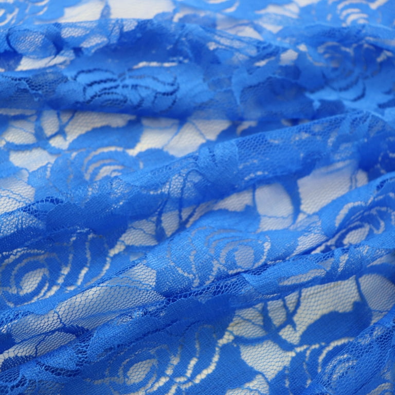 Romex Textiles Nylon Spandex Lace Fabric with Rose Design (3 yards) - Royal  Blue